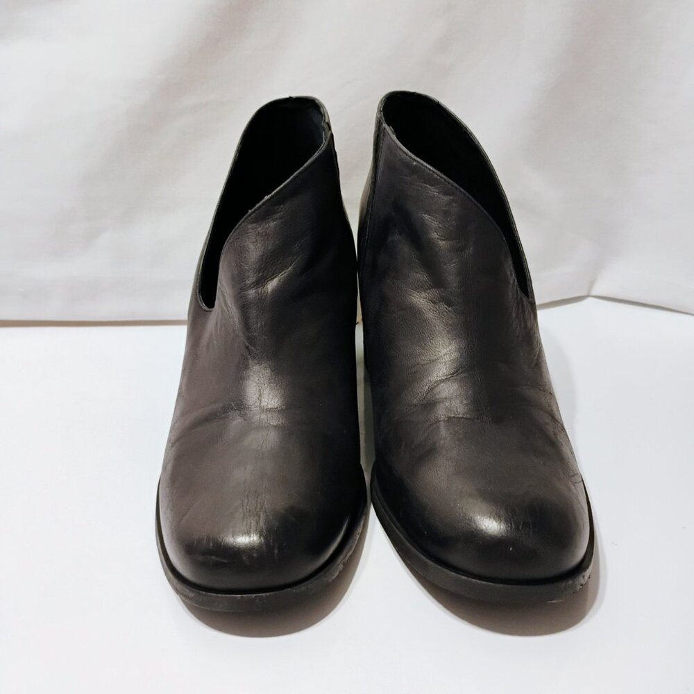 Free People Booties Ankle Boots Terrah Leather Chunky Heel Pull Slip On Black 41 - Picture 4 of 11